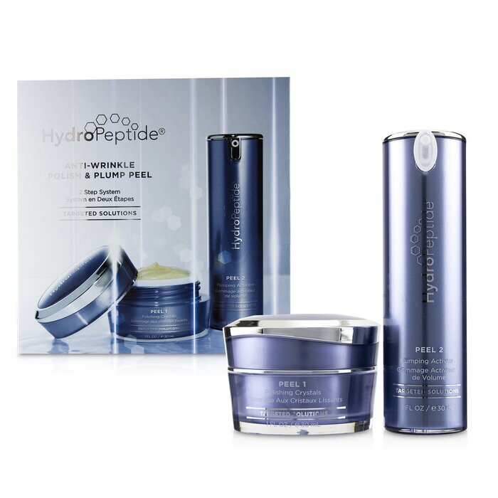 HydroPeptide Anti-Wrinkle Polish & Plump Peel:Anti-Wrinkle Polishing Crystals 30ml/1oz + Anti-Wrinkle Plumping Ac 2pcs