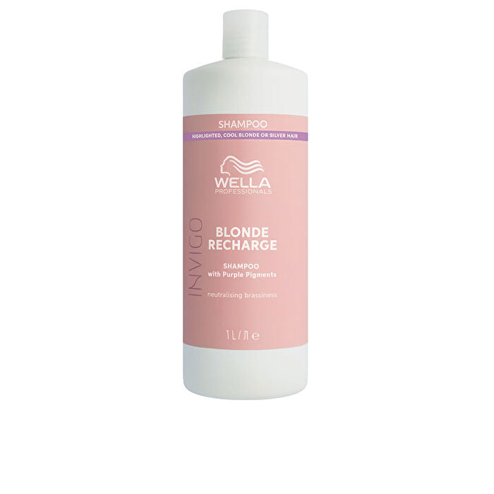 Wella Invigo Blonde Recharge Shampoo With Purple Pigments Highlighted, Cool Blonde Or Silver Hair 1000ml