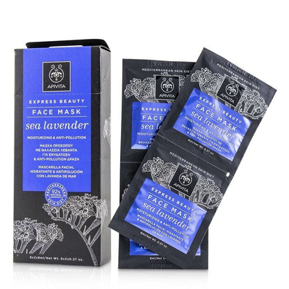 Apivita Express Beauty Face Mask with Sea Lavender (Moisturizing & Anti-Pollution) 6x(2x8ml)