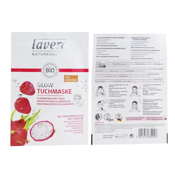 Lavera Sheet Mask - Illuminating (With Organic Dragon Fruit & Organic Raspberry) 1sheet