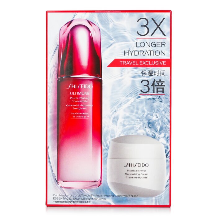 Shiseido Defend & Regenerate Power Moisturizing Set: Ultimune Power Infusing Concentrate N 100ml + Essential Energy Moisturizing Cream 50 ml 2pcs