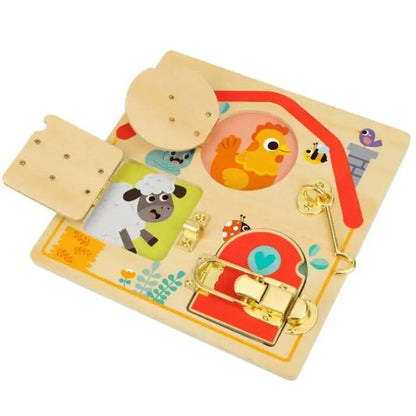 Tooky Toy Co Latches Activity Board - Farm 22x22x9cm