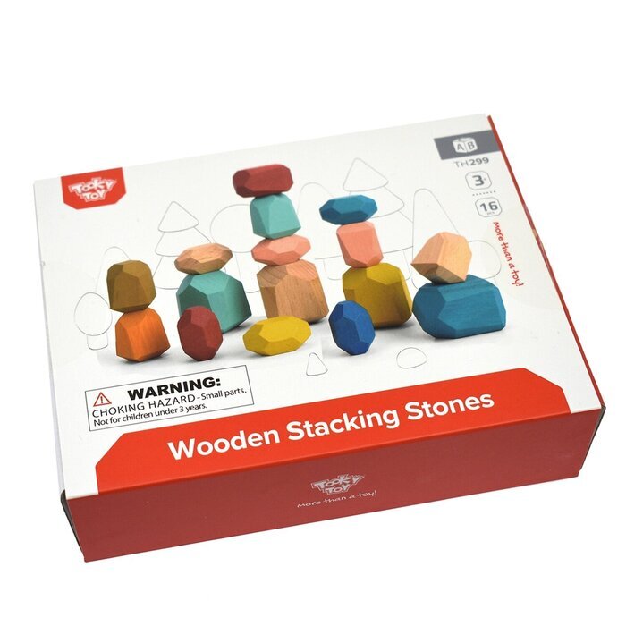 Tooky Toy Co Wooden Stacking Stones - 16 pcs 18x14x5cm