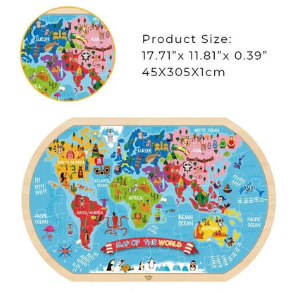 Tooky Toy Co World Map Puzzle 45x30x1cm