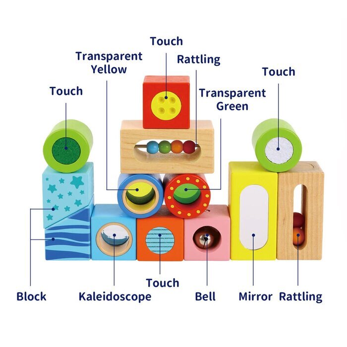 Tooky Toy Co Multifunction Blocks with Texture and Sound 19x5x19cm