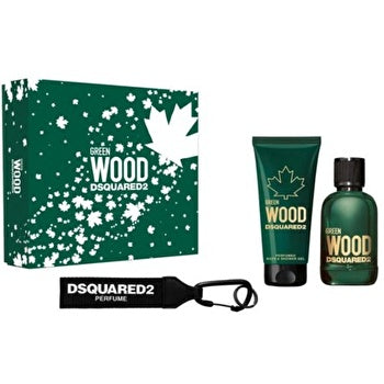 Dsquared2 Green Wood Man Set Eau De Toilette 100ml & B & Sg 100ml & Black Key Ring