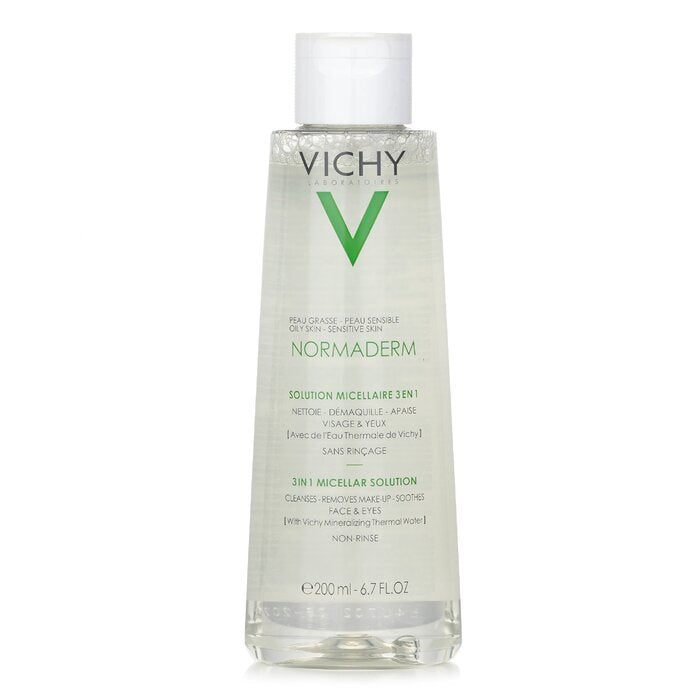 Vichy Normaderm 3 In 1 Micellar Solution - Cleanses, Removes Make-Up & Soothes Face & Eyes ( For Oily / Sensitive Skin) 200ml/6.7oz