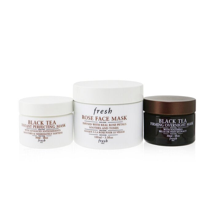 Fresh Face Mask Set: 1x Rose Face Mask - 100ml/3.3oz + 1x Black Tea Firming Overnight Mask - 30ml/1oz + 1x Black Tea Instant Perfecting Mask - 30ml/1oz 3pcs