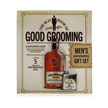 18.21 Man Made Book of Good Grooming Gift Set Volume 5: Noble Oud (Wash 532ml + Oil 60ml ) 2pcs