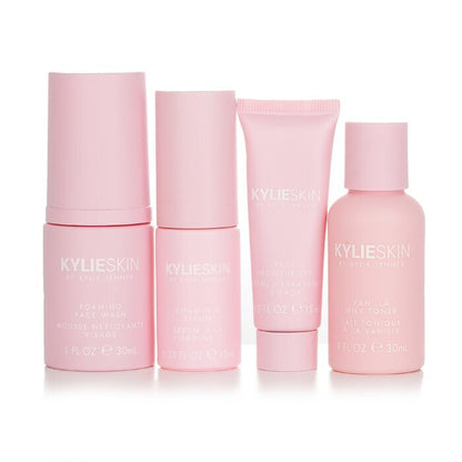 Kylie Skin 4-Piece Mini Set: Foaming Face Wash 30ml + Face Moisturizer 15ml + Vitamin C Serum 10ml + Vanilla Milk Toner 30ml 4pcs